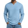 Men's Solid Color V-Neck Long-Sleeved Top Men's Sports Plus Size Casual V-Neck Top
