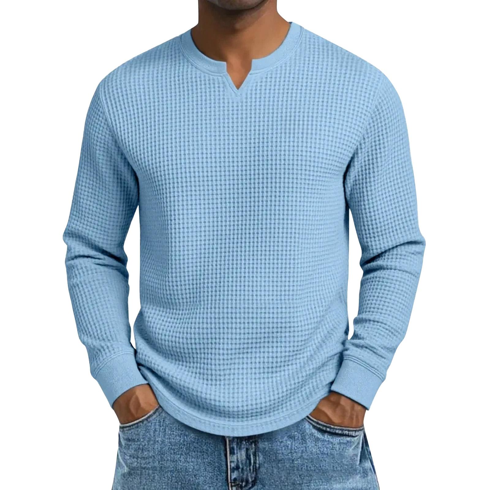 

Men s Solid Color V-Neck Long-Sleeved Top Men s Sports Plus Size Casual V-Neck Top L