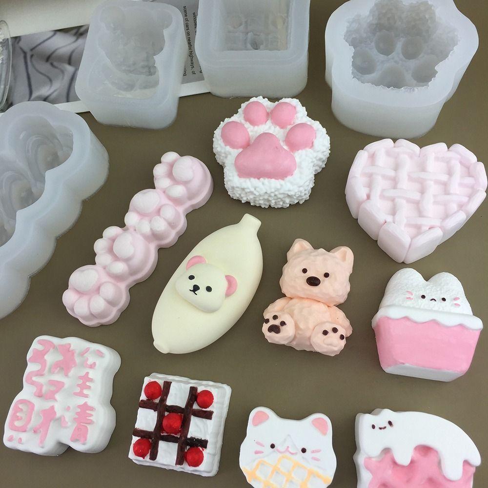 1Pcs Durable Animal Bunny Kitten Silicone Mold Multifunctional Cartoon Candle Mold Cute Baking Mould Bakeware Tool
