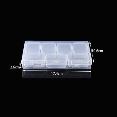 Set Box (1 + 7) Independent Grid Jewelry Box Bright Diamond Diy Manual Flip Finishing Box Desktop Transparent Pp Storage Box