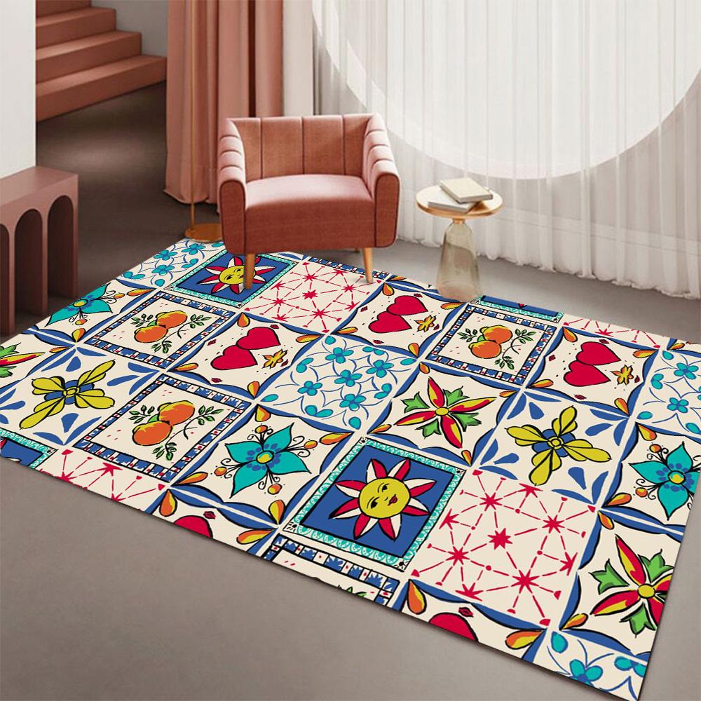 

Ковер с сетчатым узором, цветами и листьями, для гостиной, под диван и кресло, для кабинета, придверный коврик, противоскользящий, моющийся, ковер для украшения дома 40x60cm16x24in