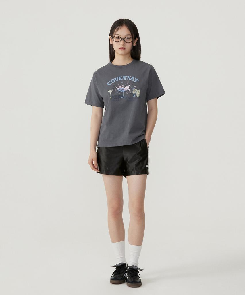 COVERNAT WOMAN Semi-Overfit Cocktail T-Shirt Charcoal