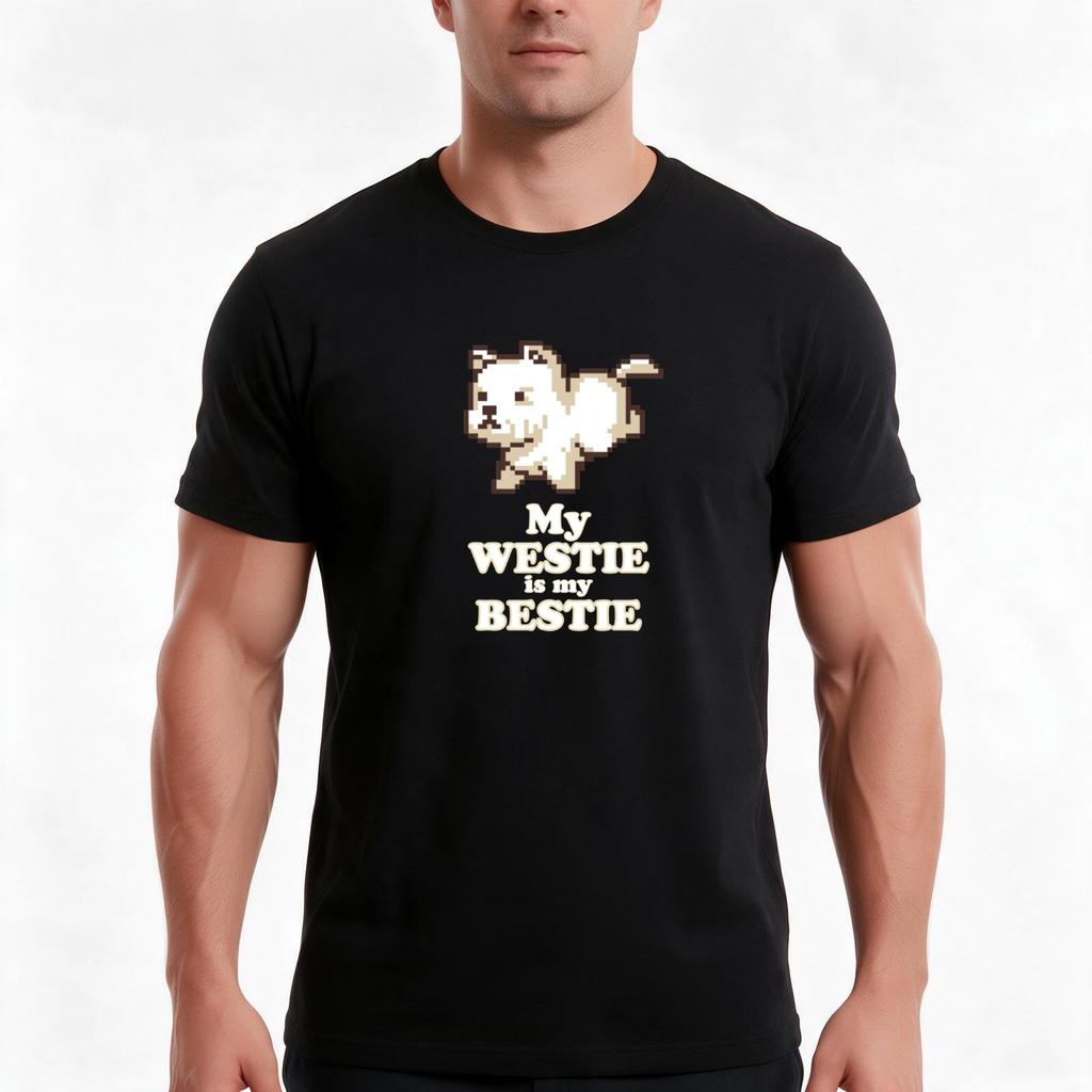 Westie Is My Bestie Tshirt Summer Casual Cotton Tee Oversized Streetwear Tops Vintage Graphic Print Loose Fit Short Sleeve