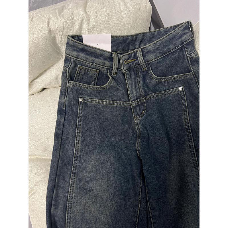 Women's Plus Size Fleece-Lined Wide Leg Jeans, 2024 Winter Loose Straight Fit Slimming Floor-Length Pants