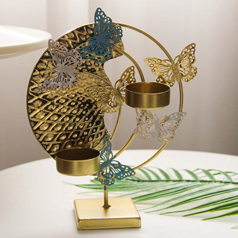 Iron Candle Holder Elegant Butterfly Candle Stand Candlestick Holder for Wedding Dining Tables Decorations