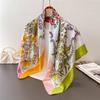 Lavender Imitation Silk Printing Large Square Scarf Silk Scarf Shawl Headscarf Beach Scarf Neck Protection Scarf