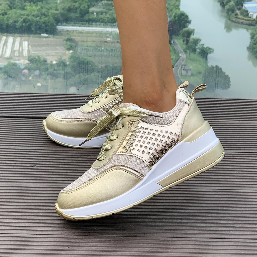 Fashion Women Sneakers New Leather Patchwork Casual Platform Shoes for Women Fashion Outdoor Running Sneakers Women Zapatos De Mujer