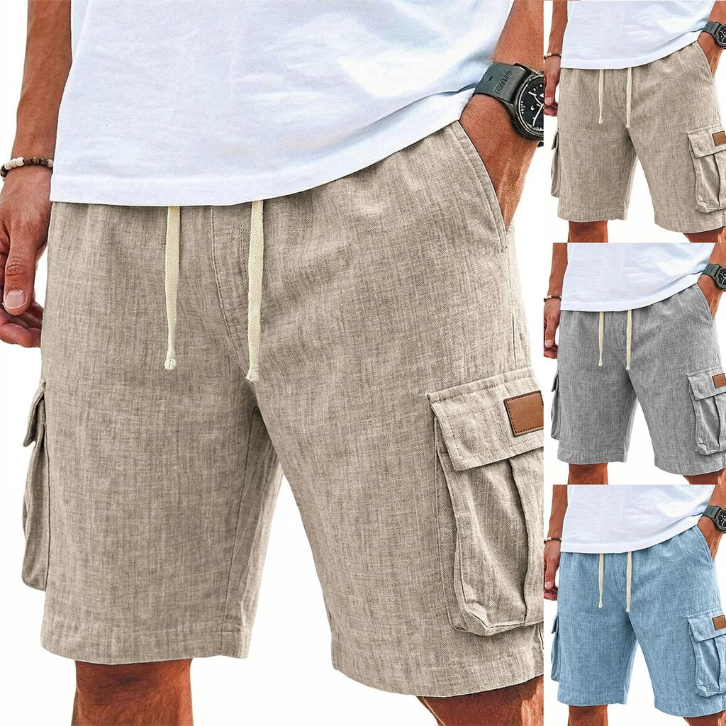 Pantaloncini Cargo Casual da Uomo con Coulisse in Vita, Vestibilità Rilassata con Tasche Multiple, Tessuto Leggero e Traspirante per l'Uso Quotidiano