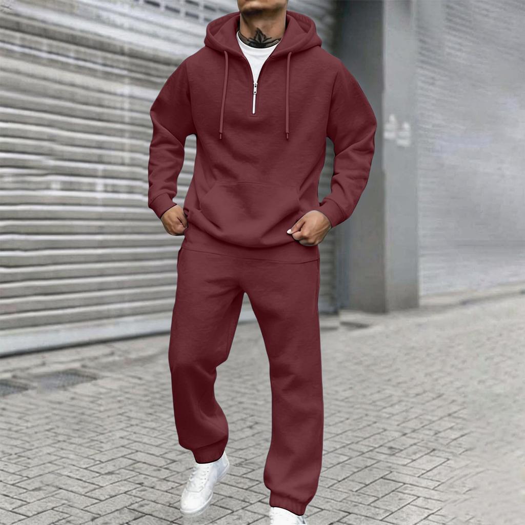 Men's Loose Fit Color Sweatshirt and Pants 2 Piece Set with Elastic Waist