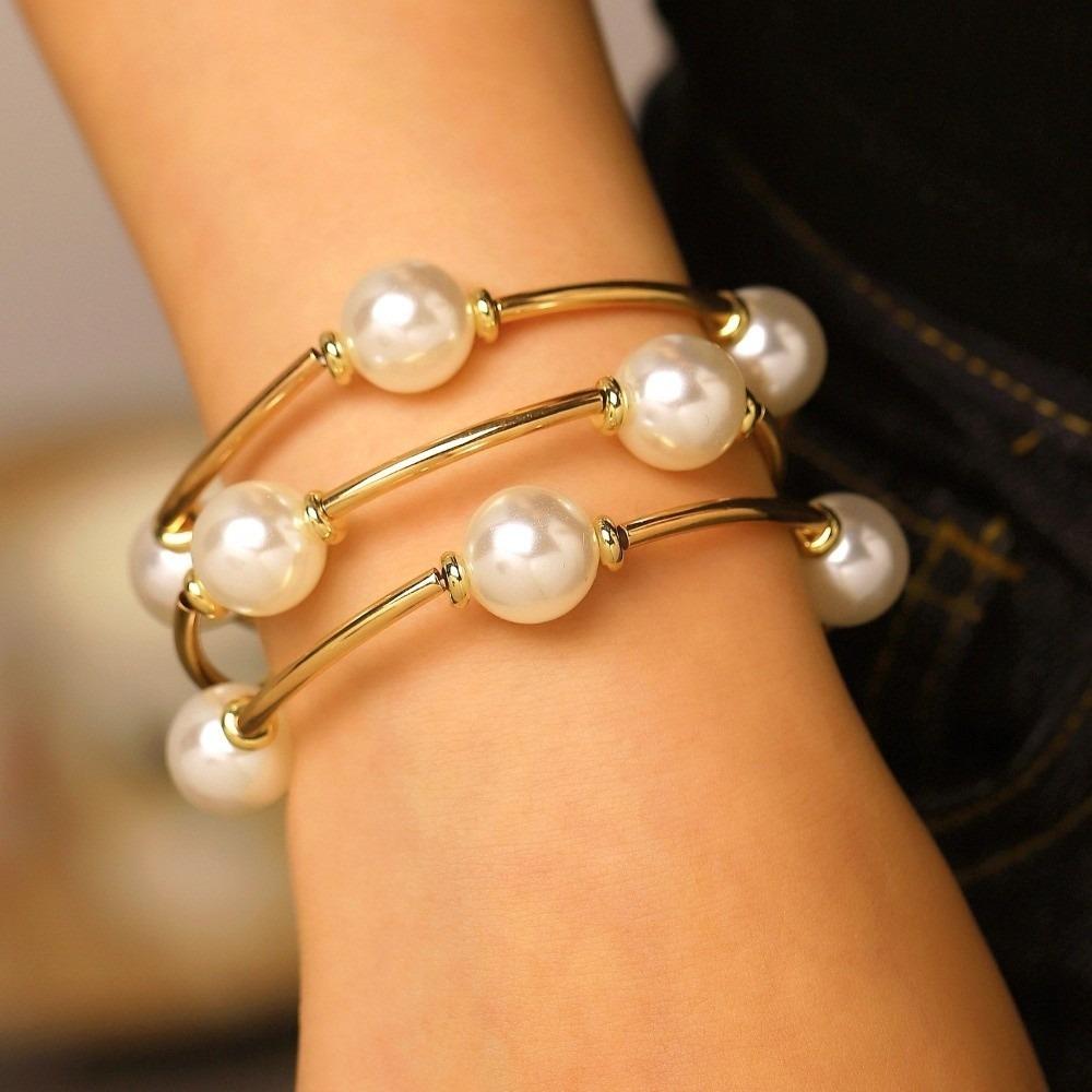 3pcs Stacking Chunky Gold Bracelet Set European and American Style Women Bangle  Beach Charm белый