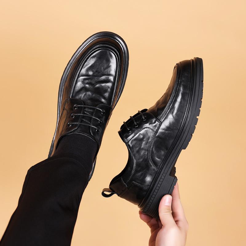 Autumn new men's business casual leather shoes high-end leather men's platform single shoes men's shoes
