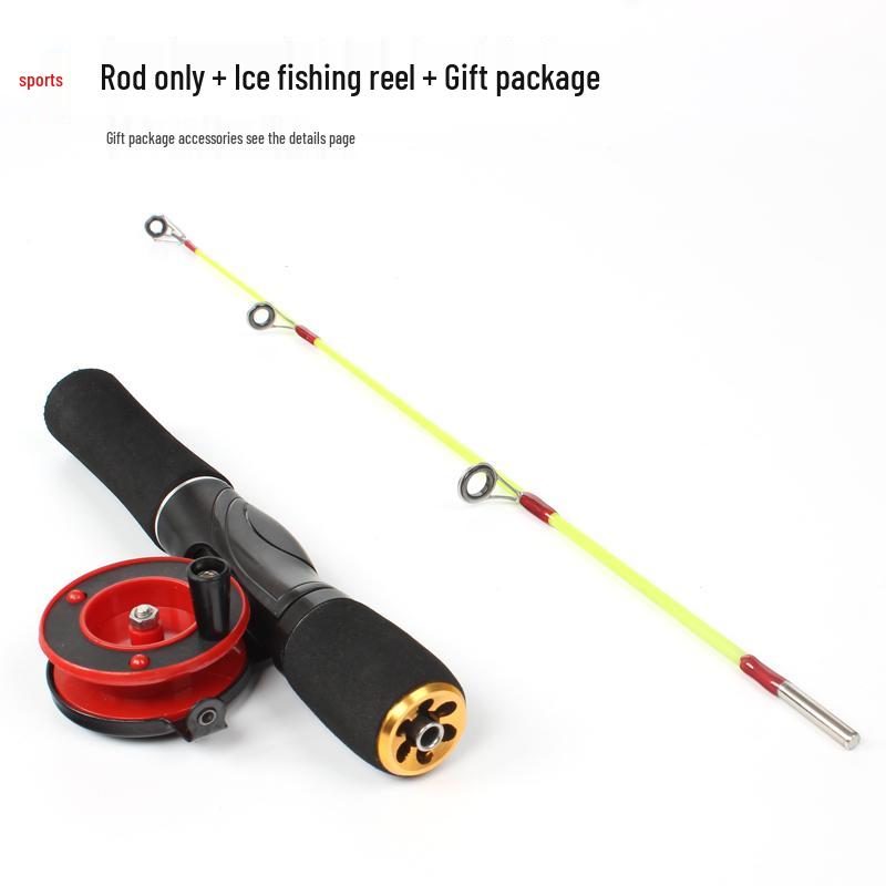 Ice Fishing Ultra-Hard Casting Rod Set: Compact, Solid Core, Short Gun Handle for Winter and Raft Fishing.