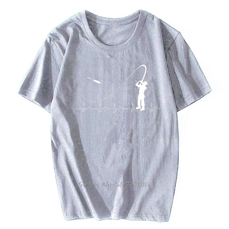 Fishinger Heartbeat T Shirt - Funny Fish Fisherman Gift Idea Fashion Men T-Shirt Fashion Short Sleeve Cotton Tees Men's Clothing