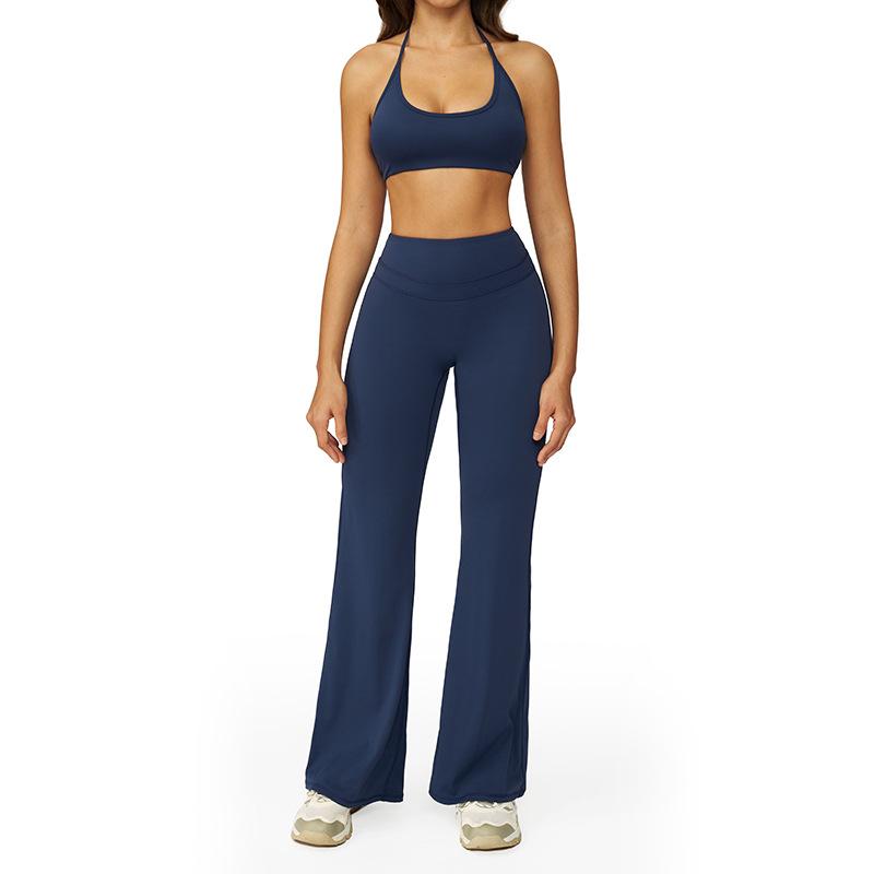 JYL Quick Dry Brushed Yoga Set Hollow Back High Waist Outfit