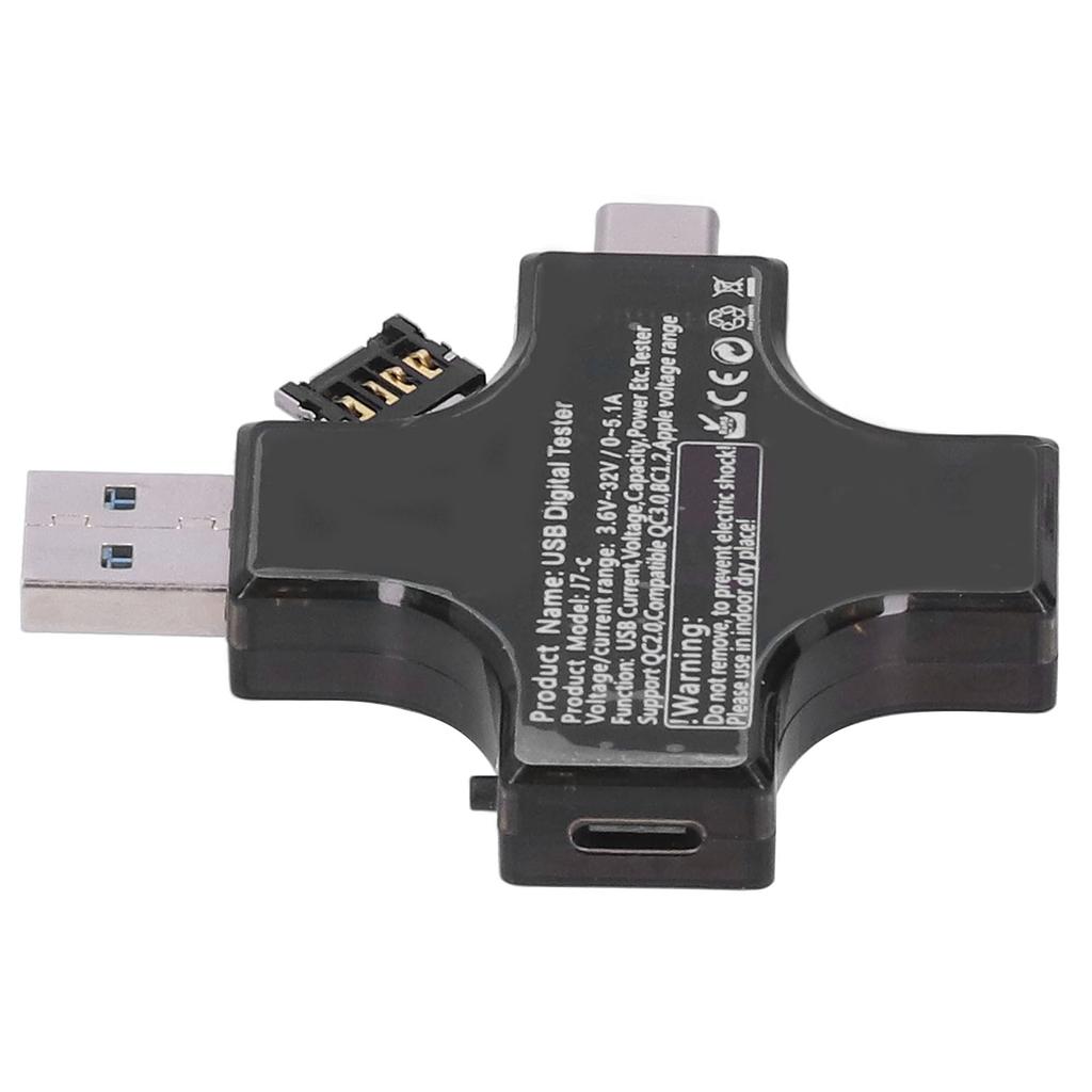 מד מתח זרם בודק סוג C USB צלב דיגיטלי וולטמטר אמפרמטר גלאי נייד