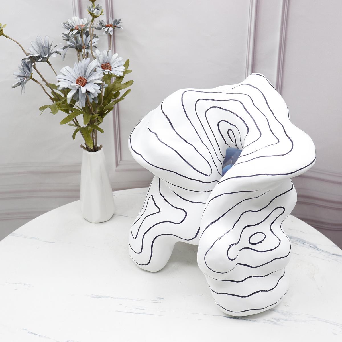 Black & White Abstract Resin Sculpture for Modern Spaces