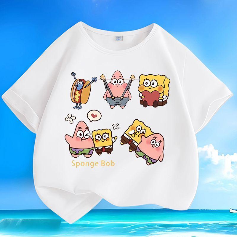 SpongeBob SquarePants Cute Funny Cartoon Graphic Art Men Women Tee Adults Children Boy Gril Top Kids Parent Child Cotton Tshirt