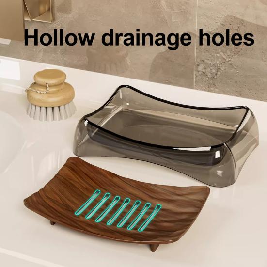 Seifenschale mit Wasserauffangschale, Modernes Design Abflussseifenschale, Tragbarer Waschbarer Seifenhalter, Leicht zu Reinigende Seifenaufbewahrung für Badezimmer Küche