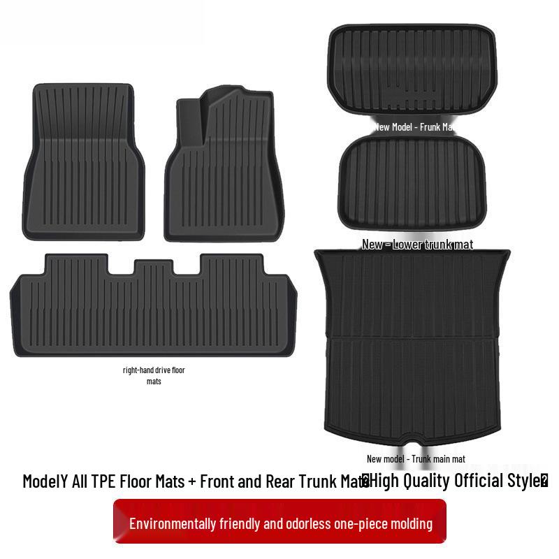 Right-Hand Drive Tesla Model Y/3 Refresh Foot Pad Carpet for Hong Kong - Front & Rear Trunk