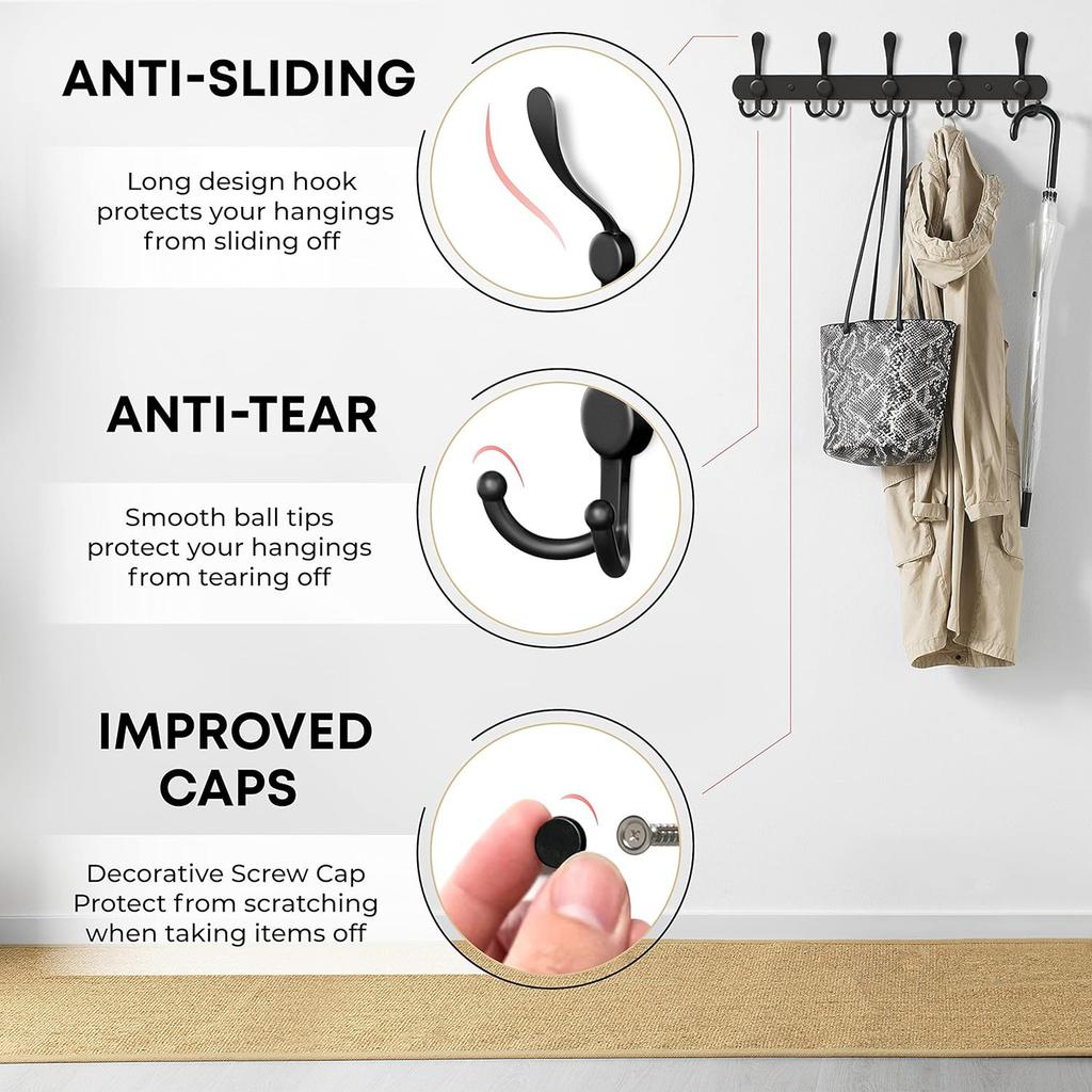 Home Entrance Clothes Hook Hanging Hanger, Strong Adhesive Clothes and Hat Hanging Hook Behind The Door