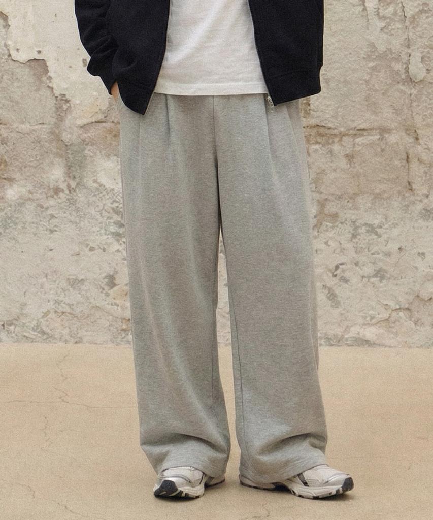 Age O.D. Single-Pleat Wide Sweatpants [Gray]