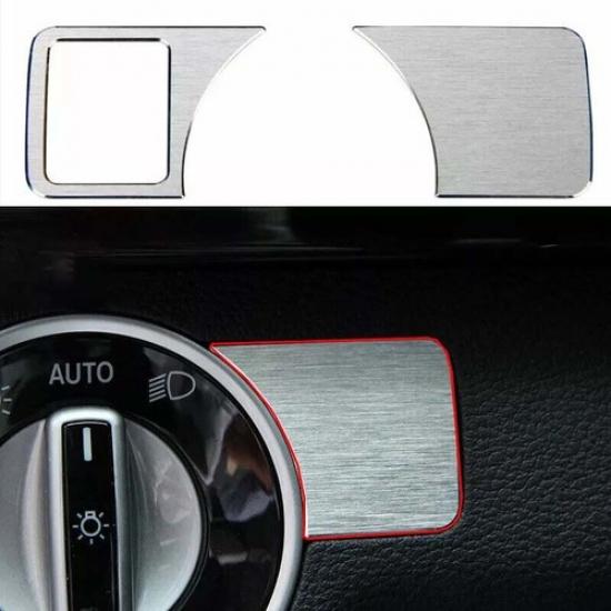 For Benz E-Class Silver Aluminum Headlight Switch Control 2009-2015 Cover Trim