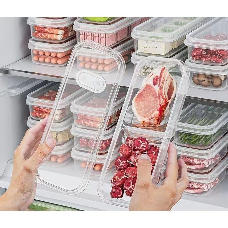 2/3 Compartments with Breathable Plug for Good Sealing Narrow Seam Refrigerator Fresh-keeping Box Frozen Meat Vegetable Food