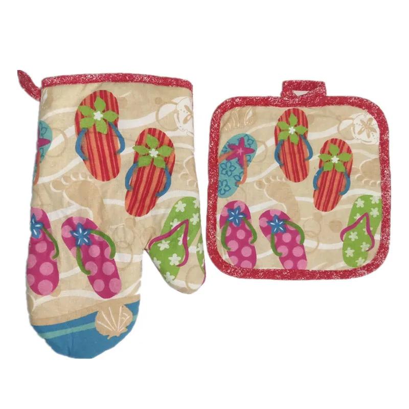 

2Pcs Cotton Cherry Strawberry Printed Insulation Pad Glove + Heat Resistant Kitchen Table Placemat Home Decor M