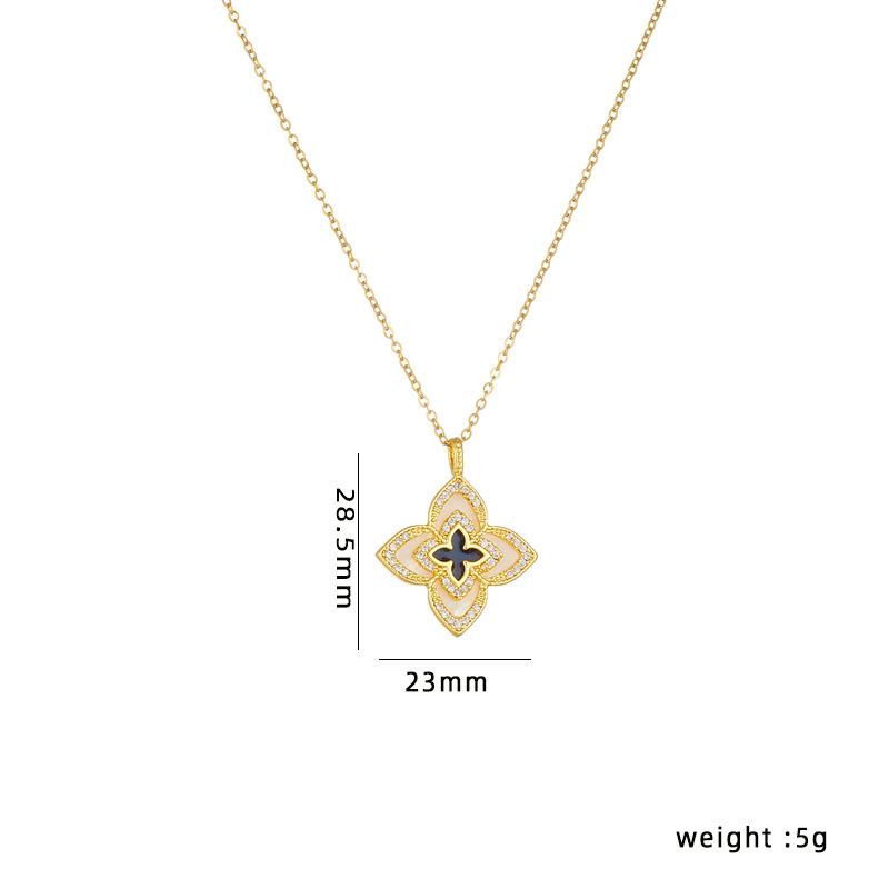 

Ожерелье из титановой стали Женская мода Легкая роскошь Двусторонний кулон в виде счастливого четырехлистного клевера Нишевый дизайн Чувство сотни Цепочка для ключицы