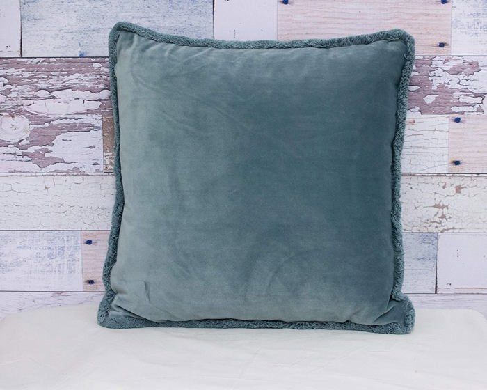 Housse de coussin - PAOLETTI - Freya - 45x45cm - Duck Egg Blau - Bords à franges en coton