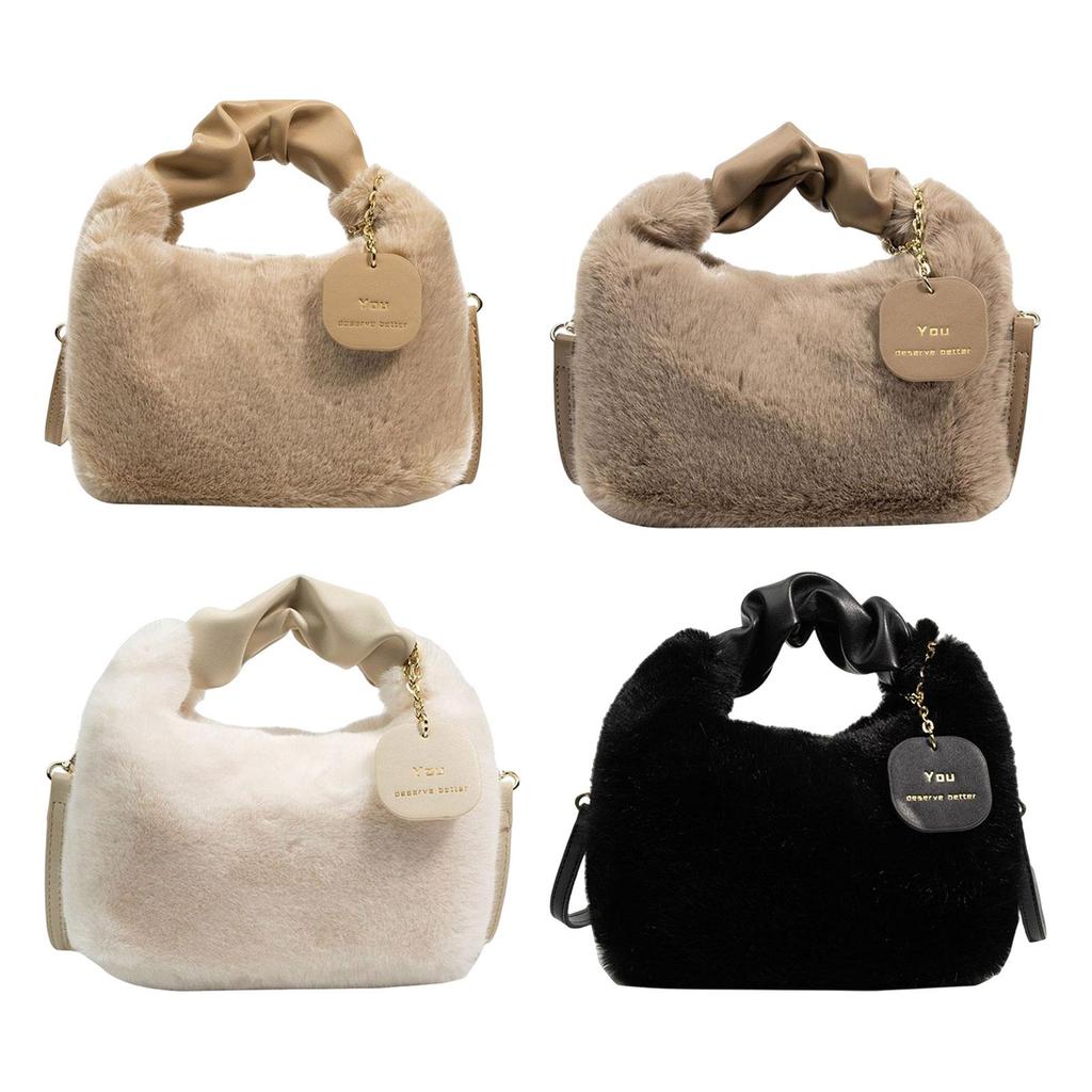 Women Plush Handbag Shoulder Bag Fashion Comfortable Lightweight Exquisite Gift Top Handle Cute for Daily Life Use Traveling