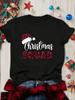 Christmas Christmas Team Letter Tshirt Casual Round Neck Retro Tshirt For Summer Daily And Holiday Wear Unisexs Clothing