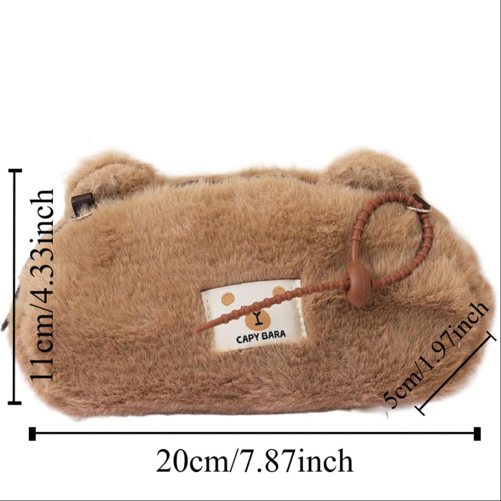 Large Capacity Capybara Pencil Case Zipper Stationery Bag Cute Plush Animal Pen Bag  Stationery