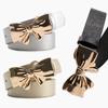 Metal Bow Knot Pu Leather Waist Belt Solid Color Waistband Women Gift Fashion