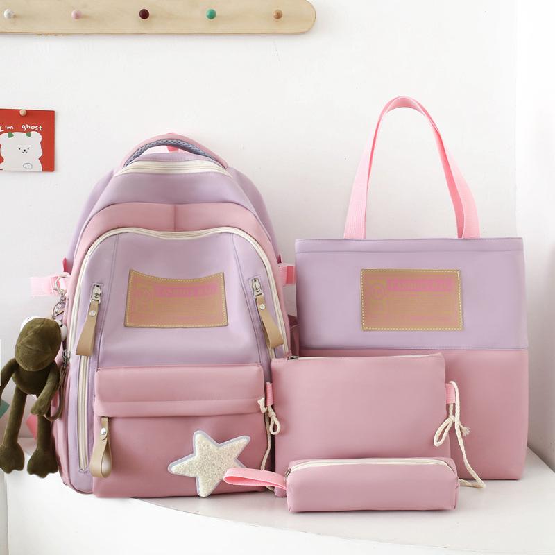 Schoolbag New Middle School Student High School Large-capacity Schoolbag Women's Fashion Casual Contrasting Color Backpack College Backpack Wholesale