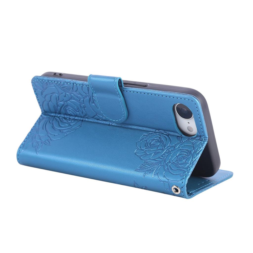 For iPhone 16e Case Rose Flower PU Leather Wallet Phone Cover with 3 Card Slots