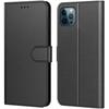 eFConnection Black Leather Effect Flip Wallet Case for Iphone 13 Pro