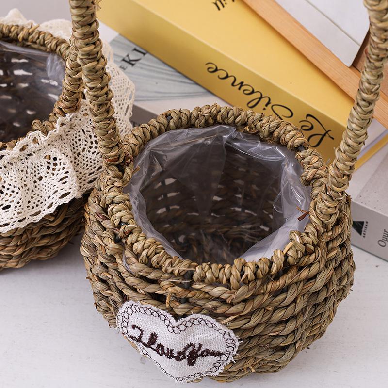 Women's Straw Crossbody Bag - Spring/Summer Floral Handbag, Woven Basket for Flowers and Fruit.