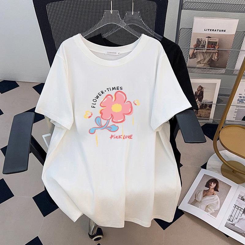 

Women s Plus Size Mid-Length Loose-Fit Round Neck T-Shirt (Sizes 200/300/350) 5XL чорний