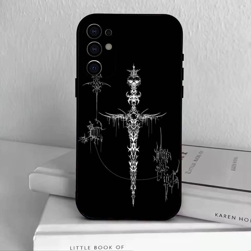 

Cyber Sigil Cross Phone Case For Samsung S25,S24,S21,S22,S23,S30,Ultra,S20,Plus,Fe,Lite,Note,10,Black Cover Samsung S25Plus