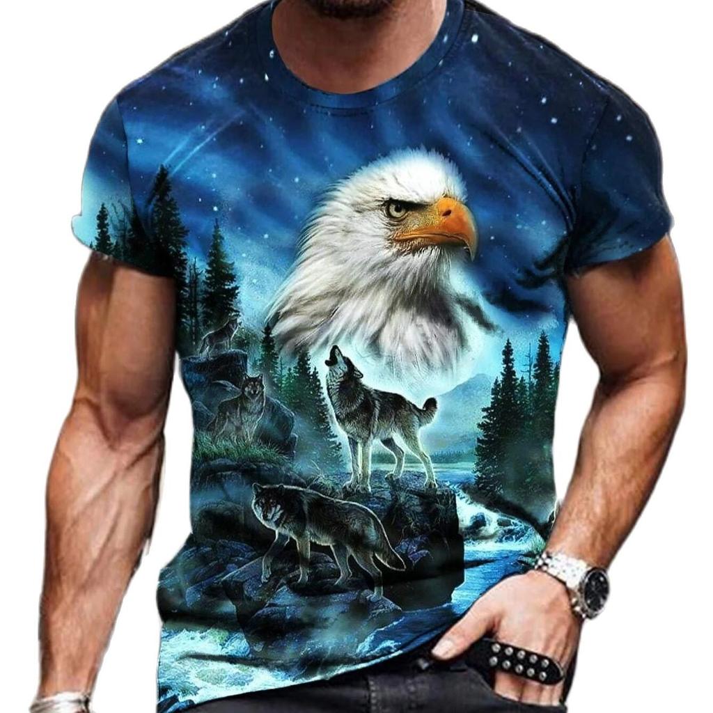 Men's T Shirts Vintage Animal Eagle 3d Printed Casual Short Sleeve Tee Shirt Fashion Outfits Streetwear O Neck Oversized Tops