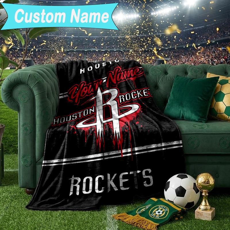 Custom Name Blanket Rockets Team Art Blanket Bedding Blanket for Travel, Camping, Living Rooms, Offices, Sofas, Fan Christmas gift