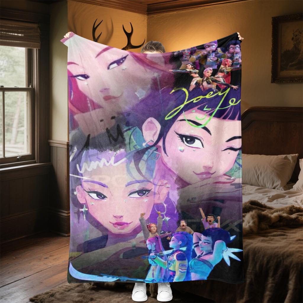 KPop Demon Hunters Plush Blanket Soft Comfortable All Seasons Perfect Sofa Office Naps Outdoor Travel Makes Great Gift