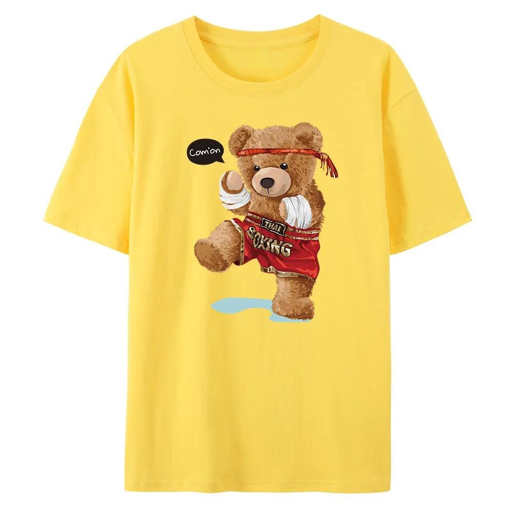 Women's Casual Short-sleeved T-shirt with Bear Print, A Stylish and Loose-fitting Top Graphic T Shirts Summer Streetwear Y2K Top