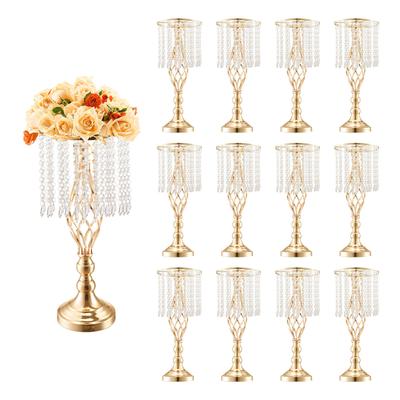 VEVOR 12PCS 49cm/19.3” Tall Crystal Wedding Flower Stand, Metal Wedding Centerpiece Vase