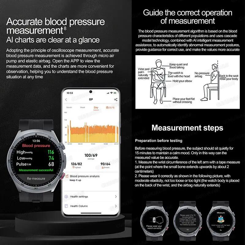 NFC Smartwatches ECG Air Pump Blood Pressure Watch Blood Oxygen Sport FitnessTracking Sapphire Smart Watch for Xiaomi Huawei iOS