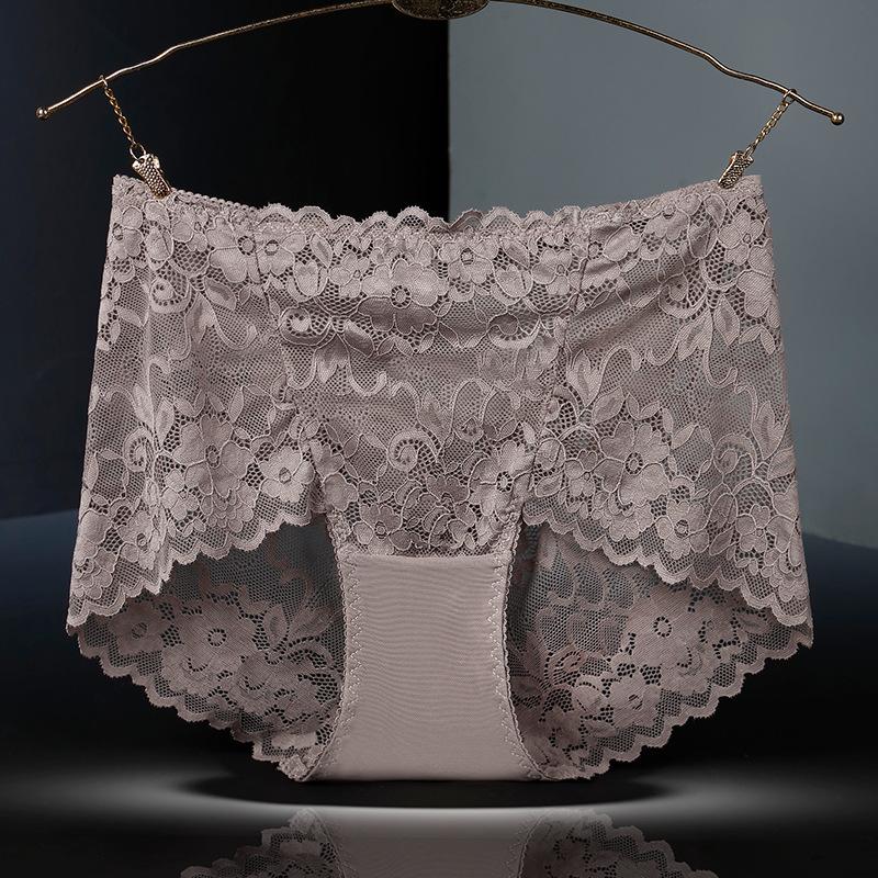 Sexy Hollow Lace Underwear Women's Plus Size Lingerie High Waisted Triangle Panties