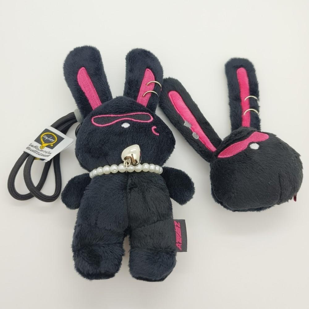 Cute Black Rabbit Plush Keychain Plush Pendant MITO Doll Keychain Stuffed Animal Keyring Girls Women Bag Accessories Fans Gifts