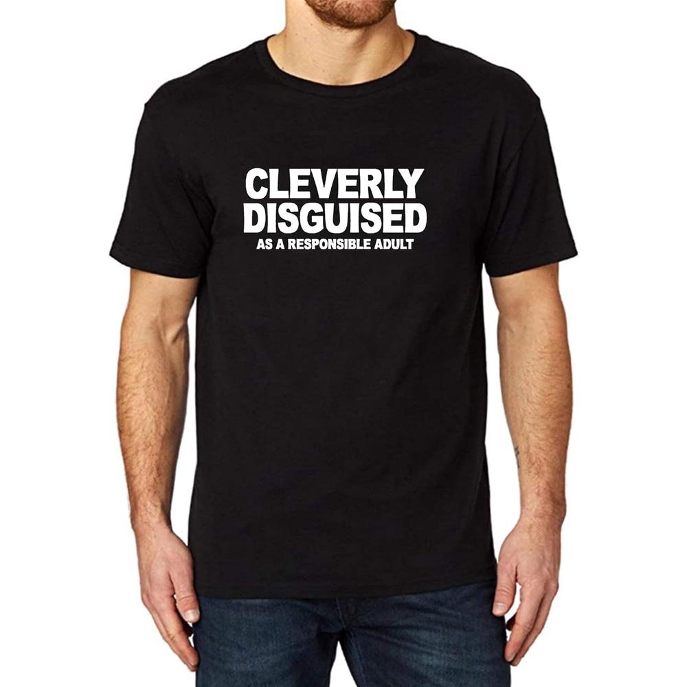 Men s Cleverly Disguised AS A Responsible Adult Funny Printed T-Shirt (Black,XXL) XL чёрный