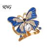 Enamel Butterfly Scarf Ring Ring, Sparkling Rhinestone Slide Retro Elegant Wrap Holder for Women Neckerchiefs Scarves Shirts Buckle